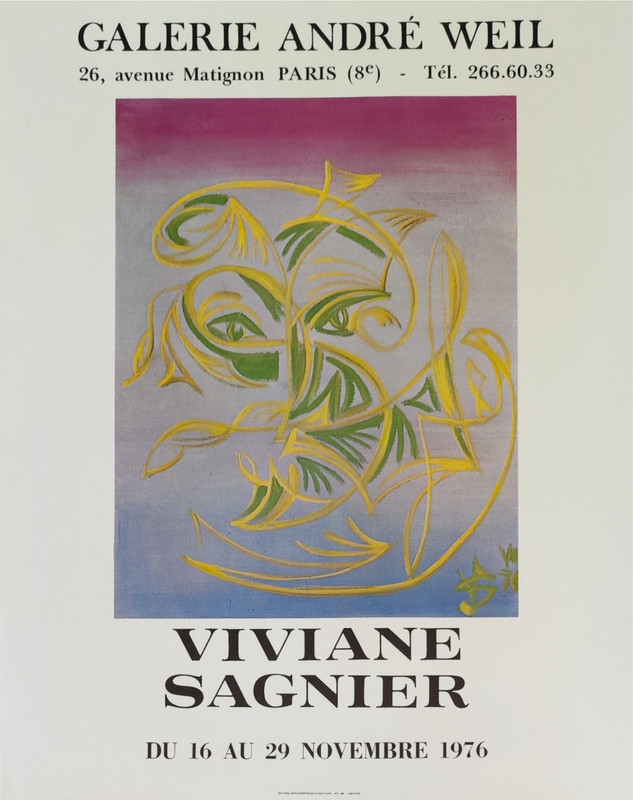 Viviane SAGNIER — Affiche originale d'exposition, Galerie André Weill, Paris