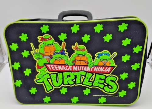 RARE VTG 1989 TMNT Teenage Mutant Ninja Turtles Figures Travel Suitcase