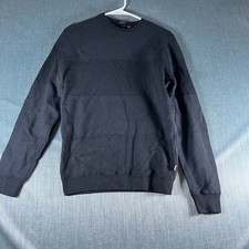 HUGO BOSS Mens Sweater Size XL Black Regular Fit Crew Neck Pullover Italian Yarn