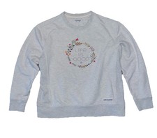 Life Is Good Sweatshirt Small Gray Pullover Heavyweight Graphic Crew Neck Ladies