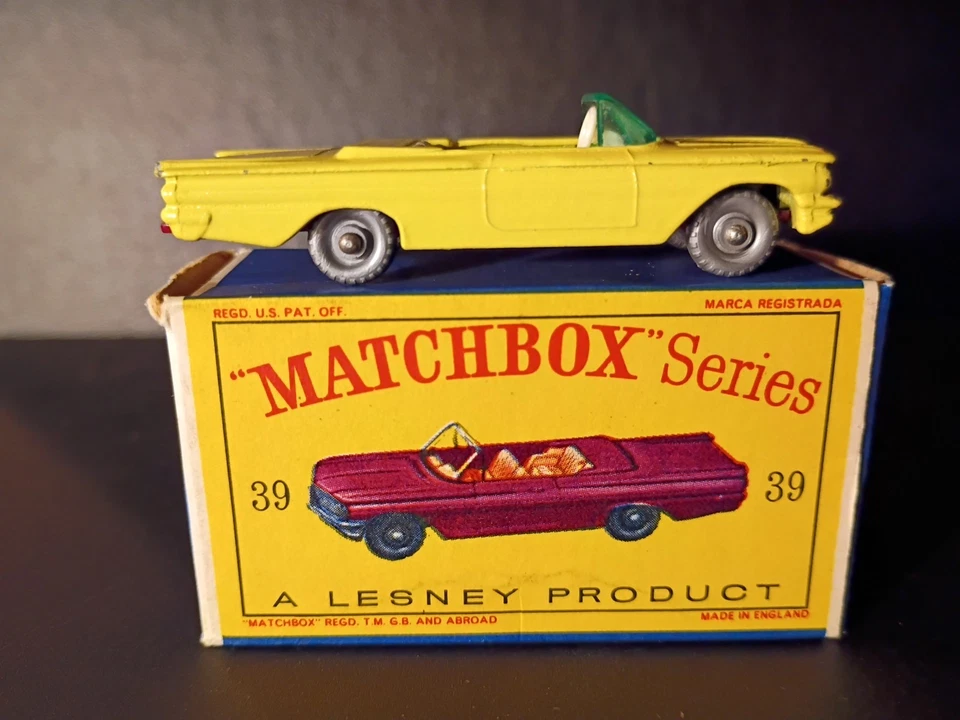 Matchbox #39B Pontiac Convertible 1962 VN/COMO NUEVO en caja D2 original nítida Foto 3 de 4