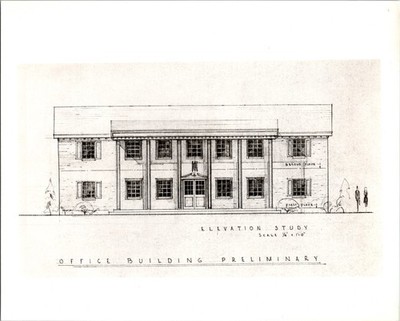 Architectural Drawing Office 8x10 Photo Building Elevation Study Preliminary Art