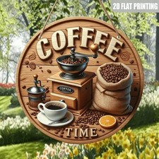 2D Coffee Hanging Plaque Small Wall Art Decor Theme Home Decoration 20x20cm