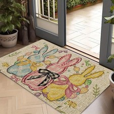2D Easter Bunny Egg Pattern Carpet Antislip Mat for Room Kitchen Entrance Decor
