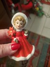 VTG Lefton Christmas Poinsettia Girl w/Mittens Figure Stamped 8283