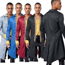 Men Tailcoat Renaissance Coat Jacquard Jacket Patchwork Walking Skirt Fancy