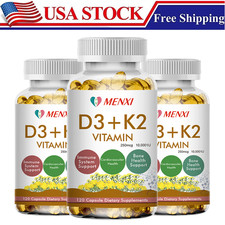  3 Bottles Vitamin K2 MK7 D3 10000 IU Supplement, BioPerine Capsules, Immune