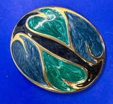 Retro Heart Shaped Swirl Enamel Hippy Vibe Belt Buckle Scarf Slide DMP USA Made