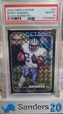 BARRY SANDERS 2024 TOPPS CHROME BLACK GEOMETRIC REF #D 1/2 ~ LIONS PSA 10 💎🔥