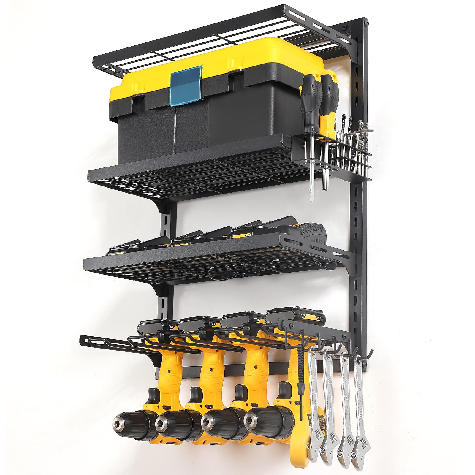 4-Tier Wall Mount Power Drill Organizer and Tool Storage Rack  