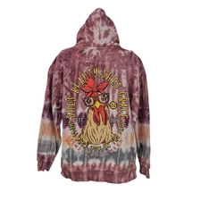 Simply Southern Hoodie Womens M Tie Dye Chicken Graphic Pullover Funny Novelty
