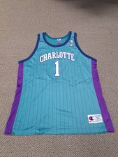 Vintage Baron Davis Champion Charlotte Hornets Jersey Pinstripe Mens 52 (XXL)