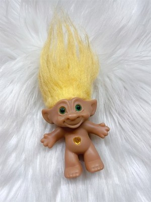 Vintage Treasure Troll Yellow Hair & Yellow Jewel Gem Bellybutton