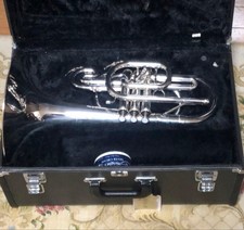 YAMAHA YMP-204MS Marching Mellophone F Silver Plated Brass With Case Japan Used