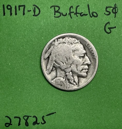 1917-D Buffalo 🦬 Indian Head Nickel 5c Good GD