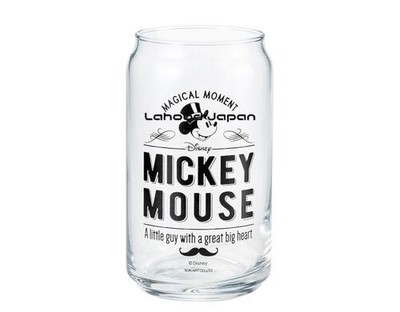 Sun Art Disney Mickey Mouse Tin-Shaped Glass Tumbler Approx. 360ml Made in Japan
