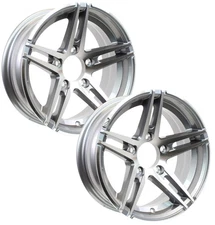 2-Pk Gunmetal Grey Aluminum Spoke Sidewinder Trailer Rim 15x5 5 Lug 4.5" Center