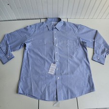 NWT 65 Roundtree Yorke Fitted Gold Label EZ Non Iron Blue Plaid Dress Shirt 17