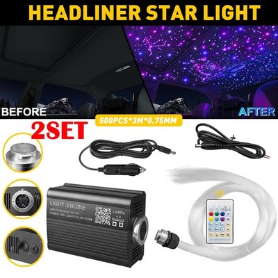2SET 1000X Home Headliner Star Light kit Roof Meteor Twinkle Ceiling Fiber Optic