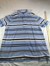 Tommy Hilfiger Polo Shirt Mens XL Blue White Stripe Classic Cotton Short Sleeve