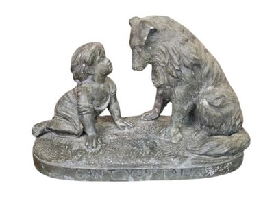 Cant You Talk G. Ferrad Girl Dog Bronze Statue Figure Artwork Art REPRODUCTION 