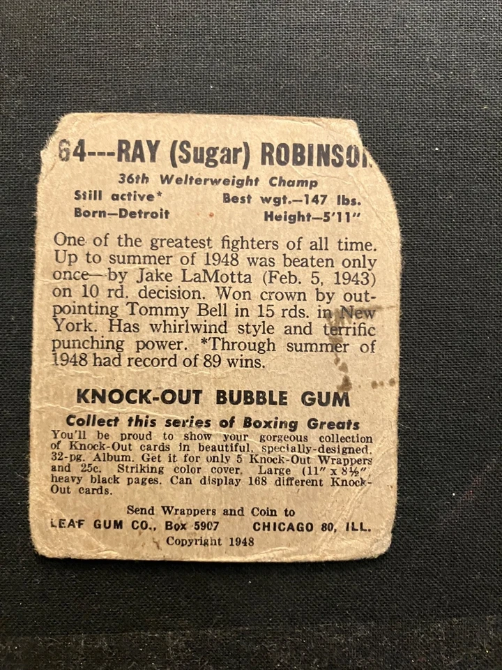 1948 Leaf Sugar Ray Robinson - Image 2 of 2