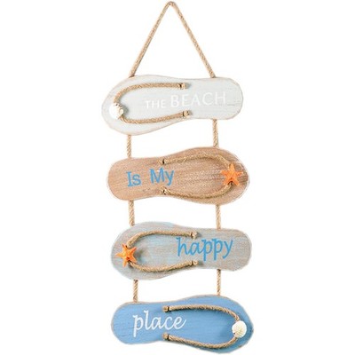Holzschild Strand Dekoschild Wandschild Flip Flop Deko Nautisch Urlaub