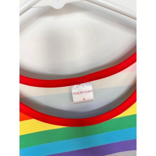 Penelope Plumm Apple Color Pencil Dress Ruffle Sleeve Colorful Multicolor Size 8 - Picture 6 of 11