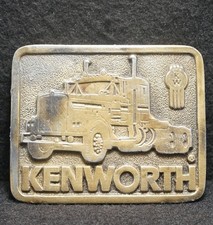WK17123 VINTAGE 1970s   KENWORTH   SEMI TRUCK COMPANY BRASS MENS BELT BUCKLE
