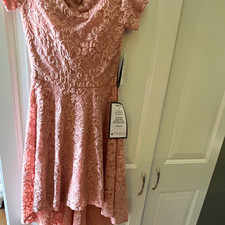 City Studio Pink Floral Lace Sweetheart Sleeveless Hi-Low Fit & Flare Dress 2