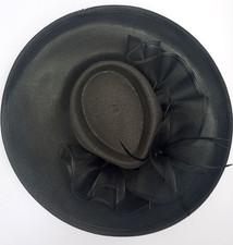 August Fine Millinery Black Wide Brim Derby Church Weding Elegant Dressy Hat O/S