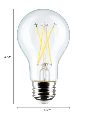 Satco 8 Watt A19 Led Dimmable Clear Light Bulb 4 Pack Warm White 15000 Hours - Picture 2 of 2