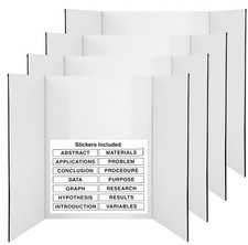 Presentation Board 36 x 48 White Trifold Pack of 4 Lightweight Portable Science