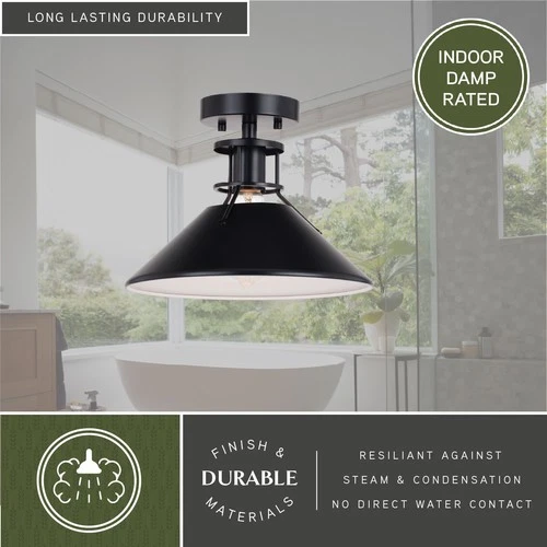 Vaxcel Lighting C0270 Canton 12"W Semi-Flush Ceiling Fixture - Black / Matte - Picture 9 of 12