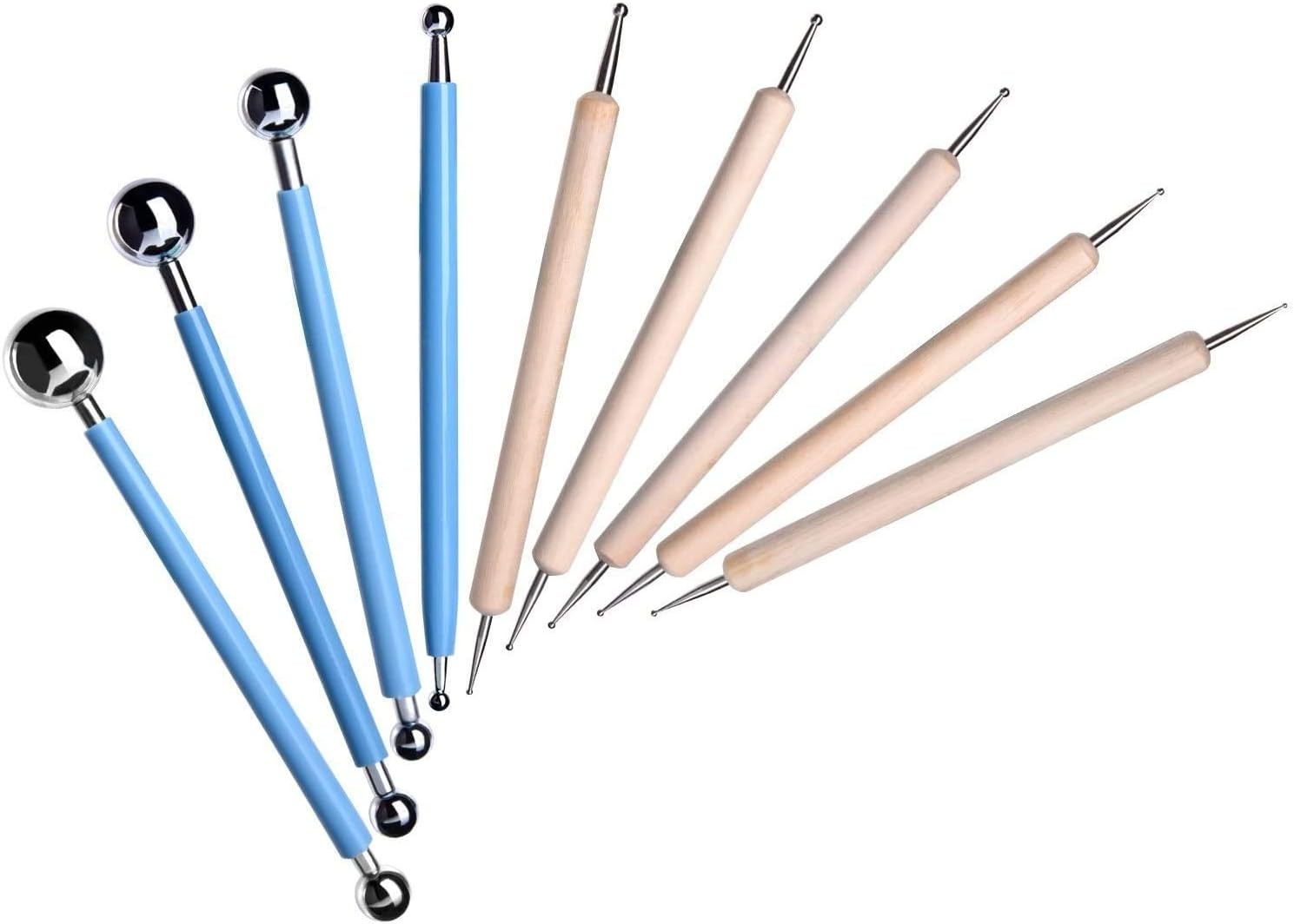 AKORD 9 Pieces Ball Stylus Tools Dotting Sculpting Modeling Tools Clay Ceramics