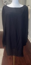 Lulus Little Black Dress Mini Open Long Sleeve Lined Chiffon Size Small