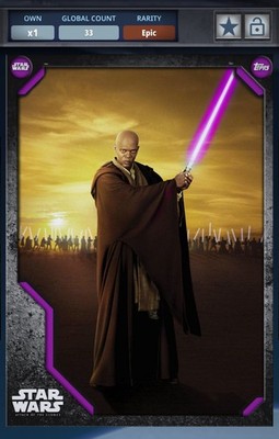 Topps Star Wars Card Trader 2018 AOTC Mace Windu Light & Dark Purple Epic 33cc