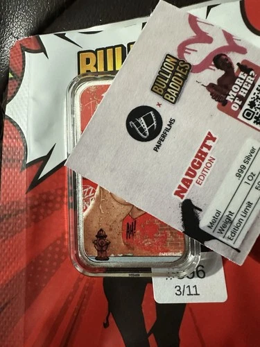 Bullion Baddies Pop Kill Collab Edition Naughty 1 oz .999 Fine Silver Bar RARE