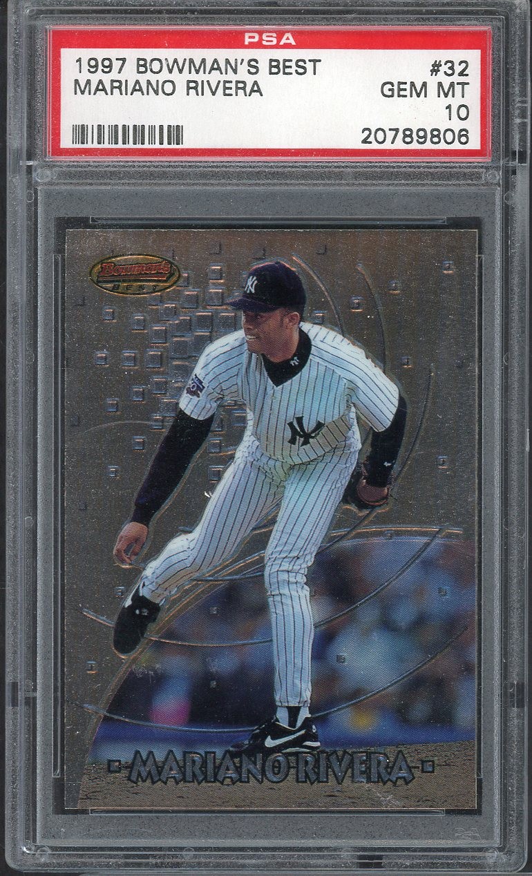 1997 BOWMAN BEST # 32 MARIANO RIVERA YANKEES PSA 10 GEM MINT 565199 (KYCARDS) view 1