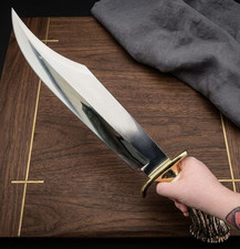 Cuchillo Bowie de caza con mango de asta de ciervo corona de acero al carbono hecho a mano personalizado