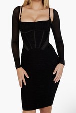 House of CB Freyja Gathered Corset Dress Black Size Small