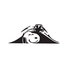 Snoopy Peeking Waving Black Car Bumper Sticker Decal 8"x3"