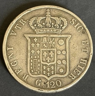 G120 Ferdinand II 1857 Deux Siciles Monnaie Argent Silver Pièce
