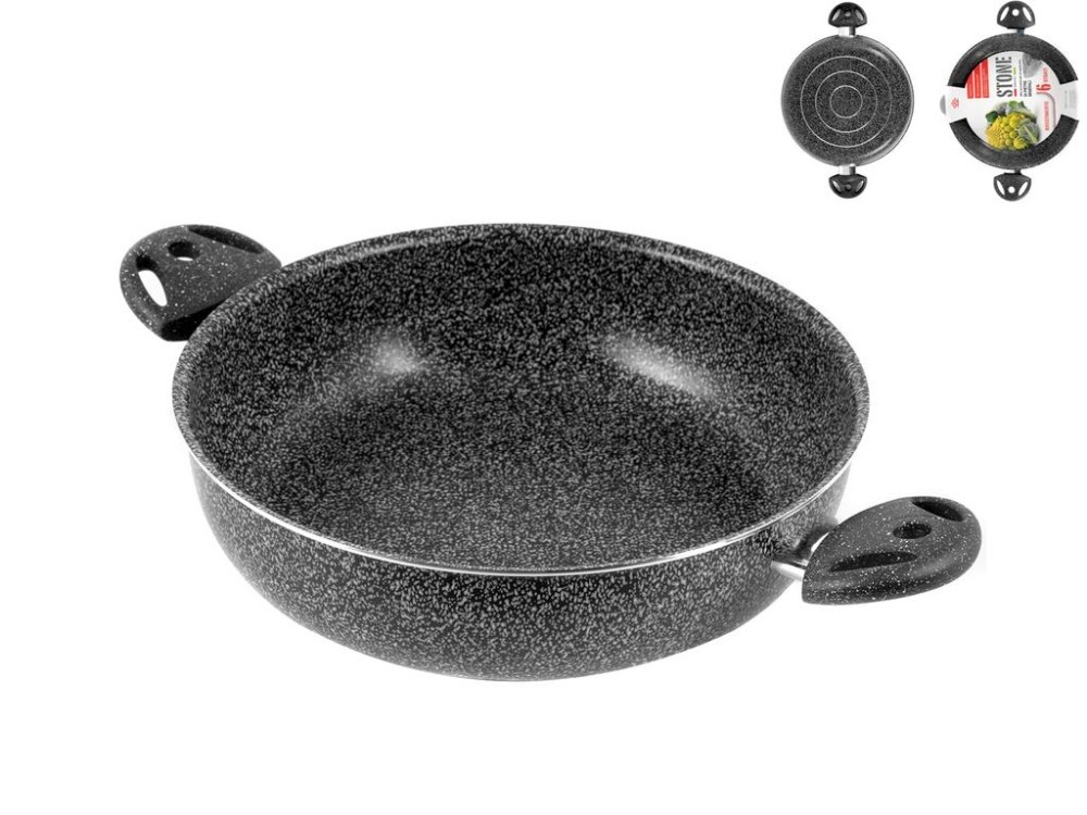 Pan 2 Handles Non-Stick 'Stone' Cm20 Home Aluminum