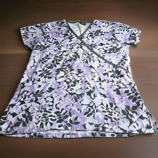 Absolute Womens Scrub Top Size Medium Purple Floral