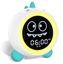 Kids Alarm Clock, Toddler Sleep Training Clock with Sound Machine, Night Green