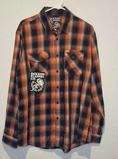Dixxon Men's The Piston Button-Up Mens Large Orange /  Black Long Sleeve Flannel