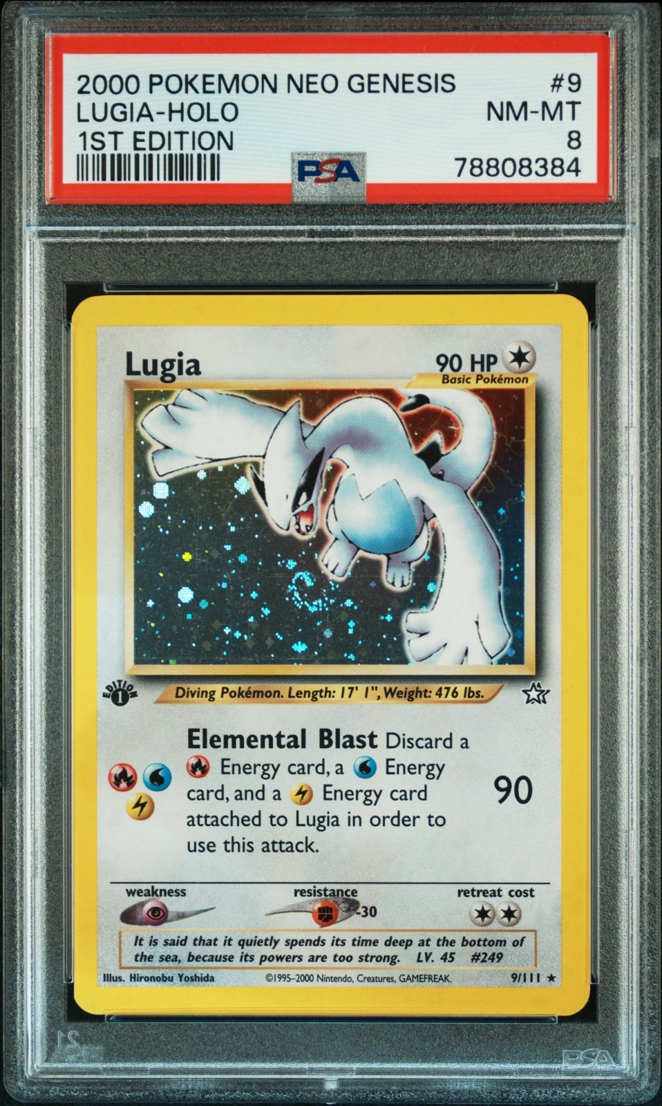 2000 POKEMON NEO GENESIS 1ST EDITION #9 LUGIA HOLO 1ST EDITION PSA 8