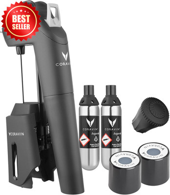 Timeless Three Plus Wine Preservation System Black Bottle Stopper US