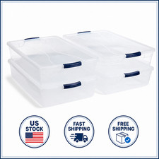 Rubbermaid Cleverstore 42 Qt Clear Latching Stackable Storage Totes 4 Pack